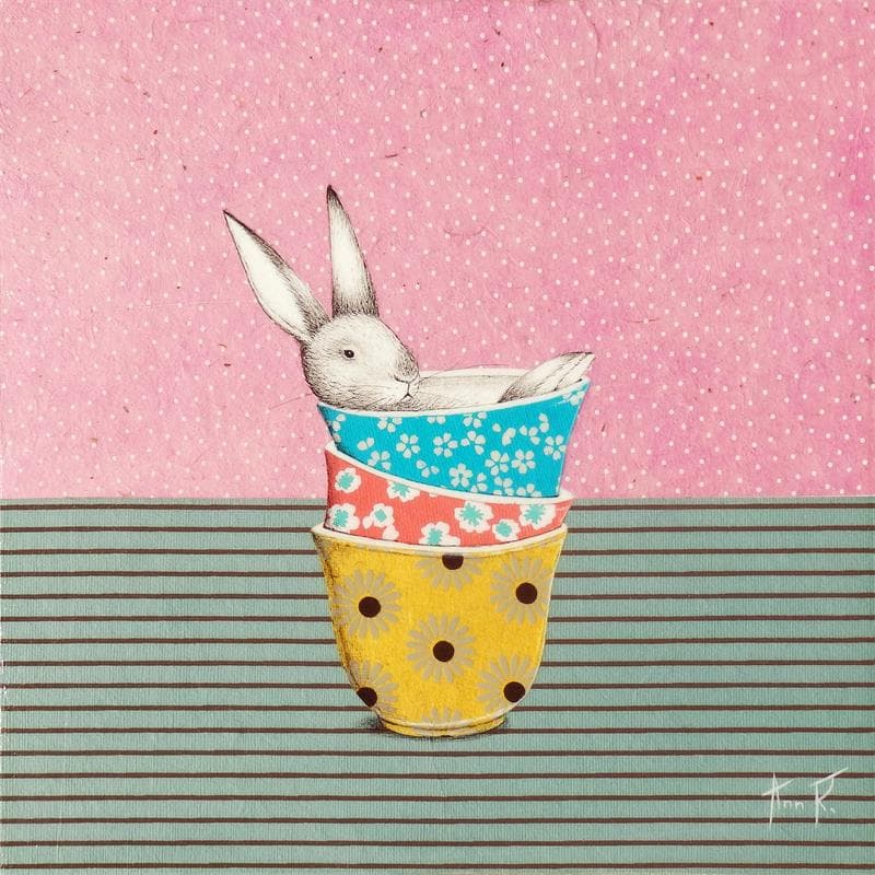 Painting PRENDRE DE LA HAUTEUR by Ann R | Painting Naive art Animals Oil