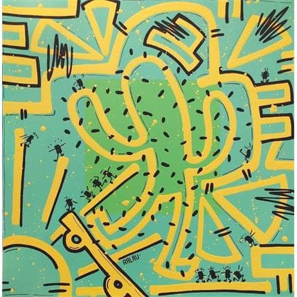 Painting Jump into the cactus by Ralau | Painting Street art Acrylic Pop icons