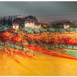 Painting Automne dans le Luberon by Corbière Liisa | Painting Figurative Oil Landscapes