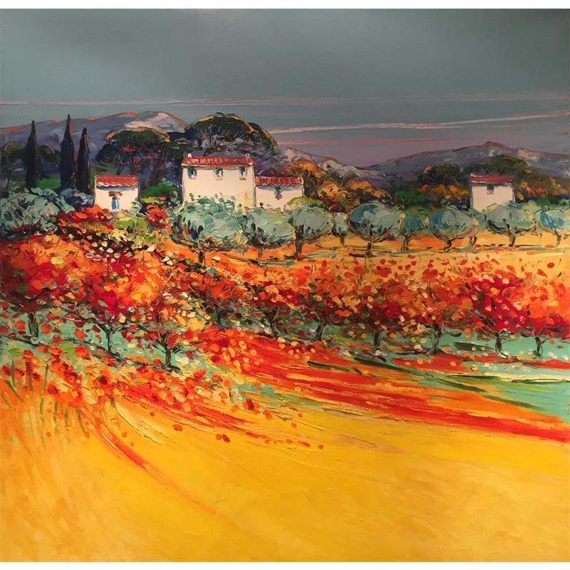 Painting Automne dans le Luberon by Corbière Liisa | Painting Figurative Landscapes Oil