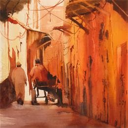 Painting Passer à l'orange by Abbatucci Violaine | Painting Figurative Watercolor Life style