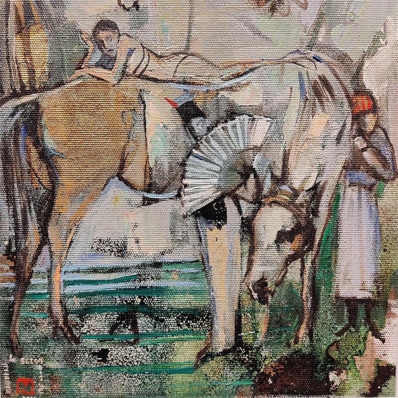 Painting Les éventails by Machi | Painting Figurative Life style Oil Acrylic