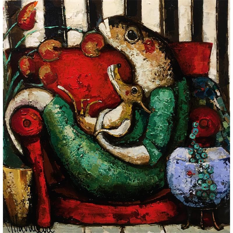 Gemälde Dia relax sofa von Villanueva Puigdelliura Natalia | Gemälde Figurativ Tiere Öl