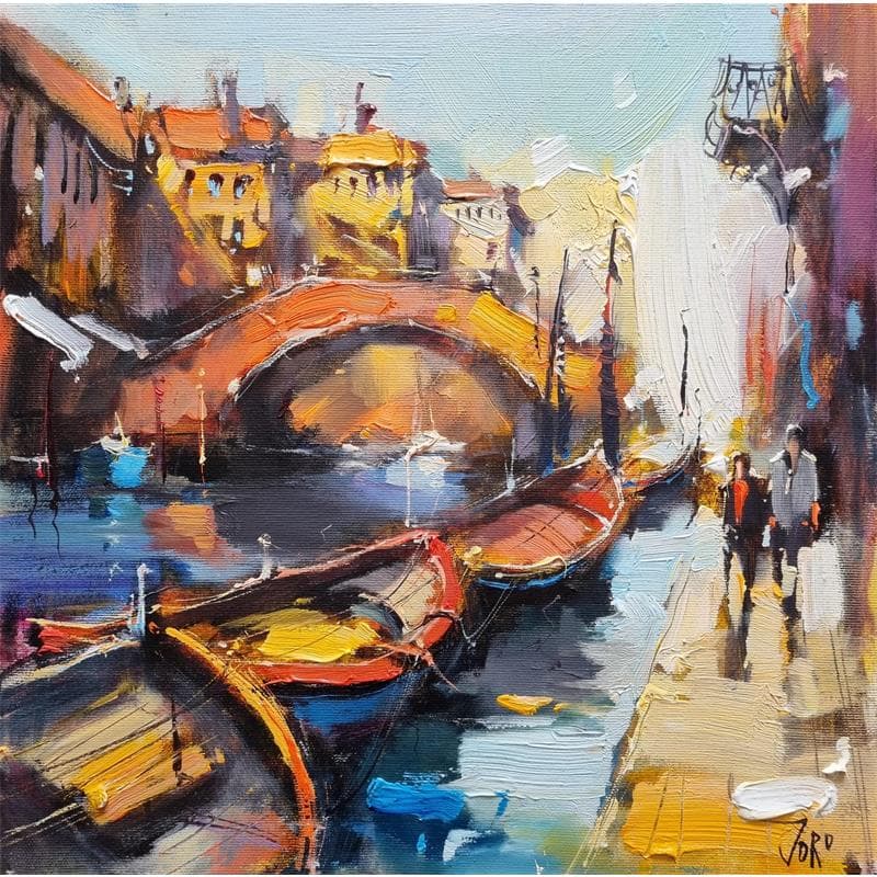 Gemälde sunny venice von Joro | Gemälde Figurativ Urban Öl