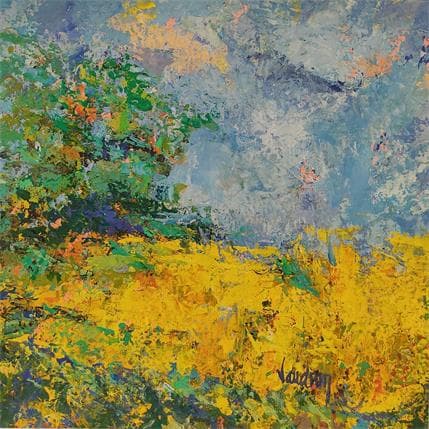 Peinture Le grand champ par Vaudron | Tableau Figuratif Gouache Paysages