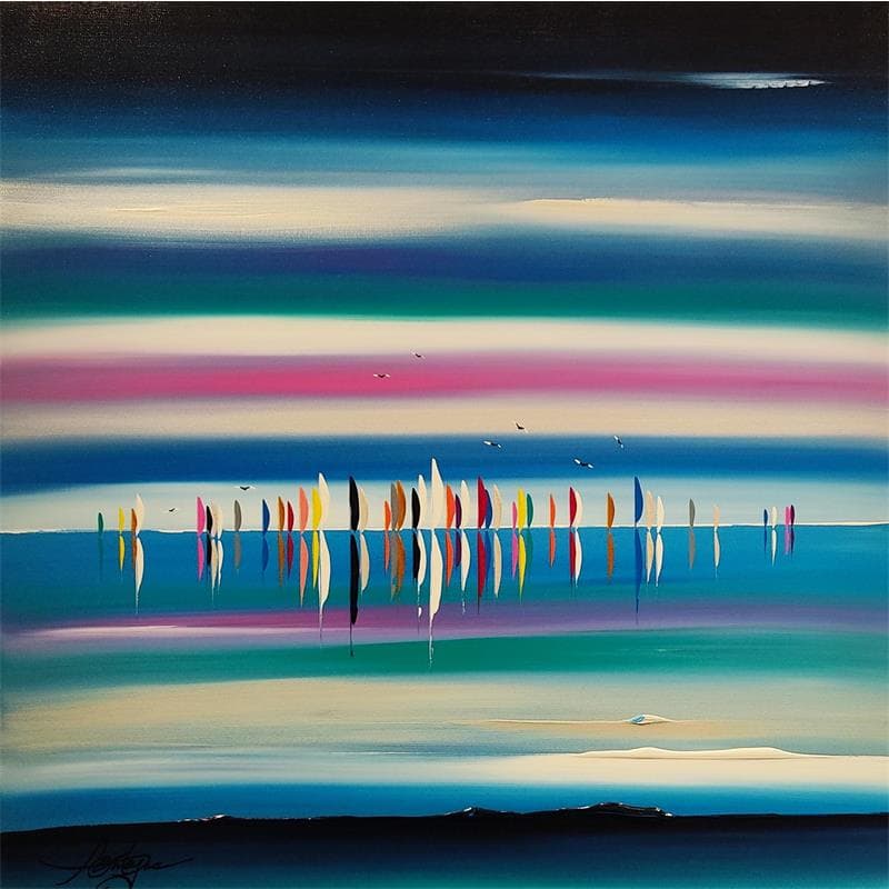 Painting Papillons sur mer by Fonteyne David | Painting Acrylic