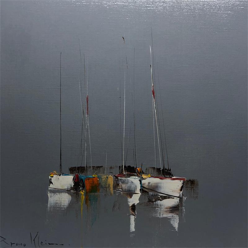 Painting A quai by Klein Bruno | Painting Figurative Marine Oil