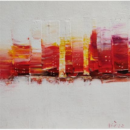 Peinture Métropole au soleil couchant # 1 par Fièvre Véronique | Tableau Figuratif Acrylique Urbain