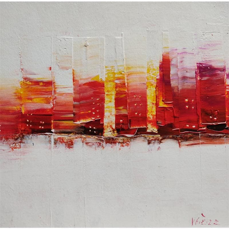 Gemälde Métropole au soleil couchant # 1 von Fièvre Véronique | Gemälde Figurativ Urban Acryl