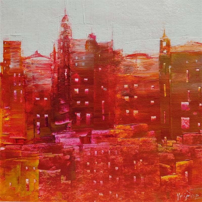 Painting Village du Luberon by Fièvre Véronique | Painting Figurative Urban Acrylic