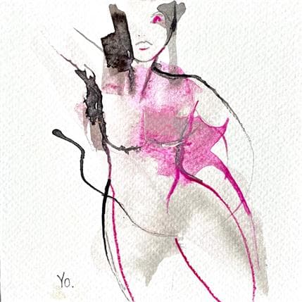 Painting Ramasser le bonheur by YO | Painting Figurative Watercolor Nude