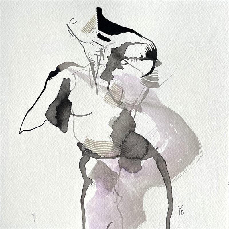 Gemälde Pouvoir vivre sans toi von YO | Gemälde Figurativ Akt Aquarell