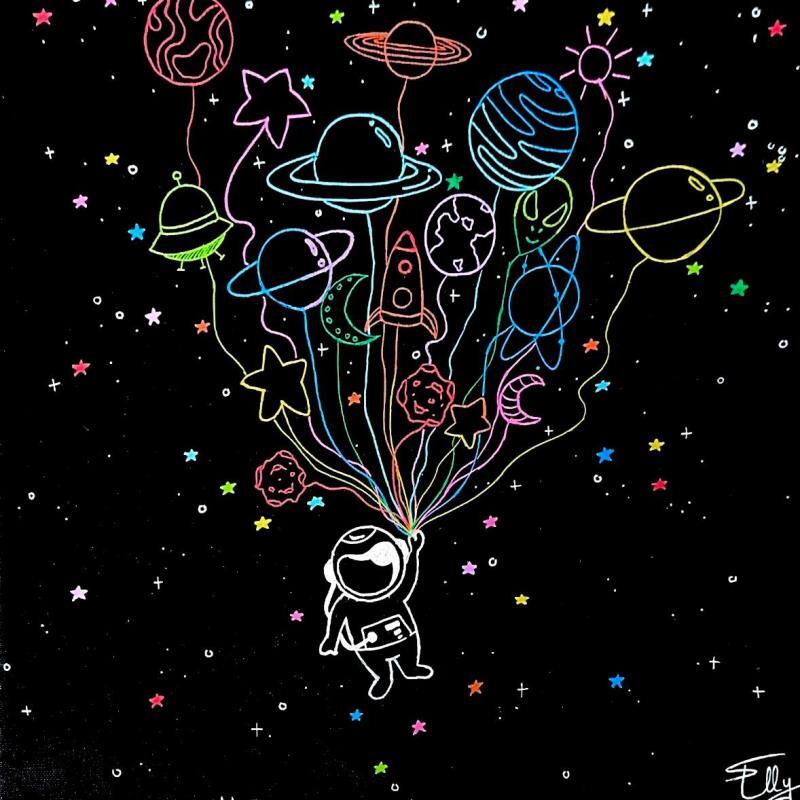 Gemälde Fils de couleur  von Elly | Gemälde Pop-Art Alltagsszenen Acryl