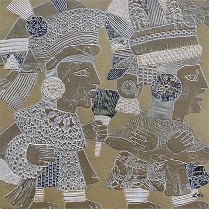 Peinture Promenade aztèque par Devie Bernard  | Tableau Figuratif Portraits