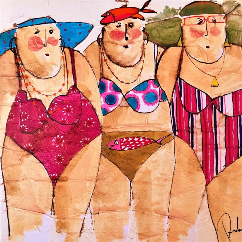 Peinture Jeanne, Lucette, Antoinette par Colombo Cécile | Tableau Figuratif Portraits Scènes de vie Acrylique