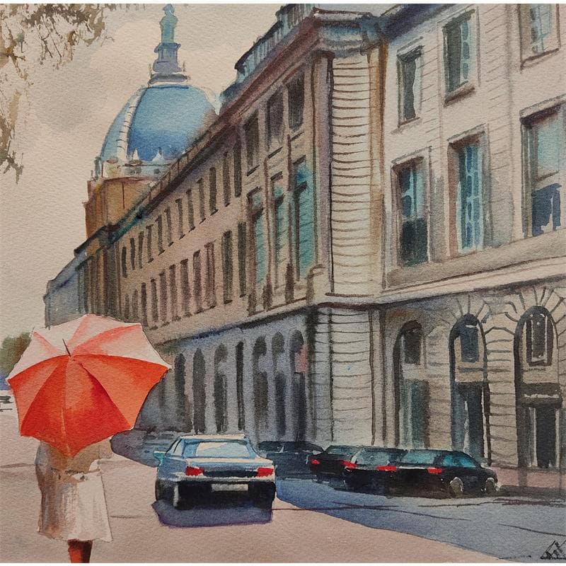 Painting Lyon J20-13 by Khodakivskyi Vasily | Painting Figurative Urban Watercolor