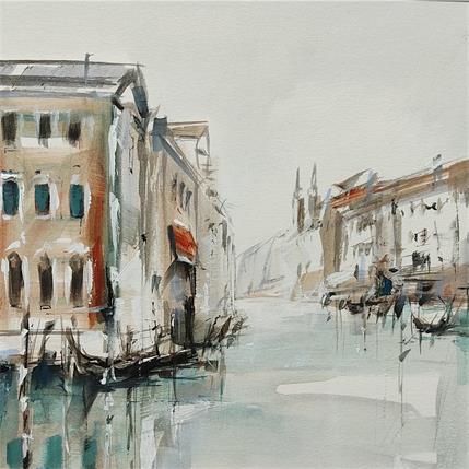 Peinture Brume à Venise par Poumelin Richard | Tableau Figuratif Acrylique, Huile scènes de vie, Urbain