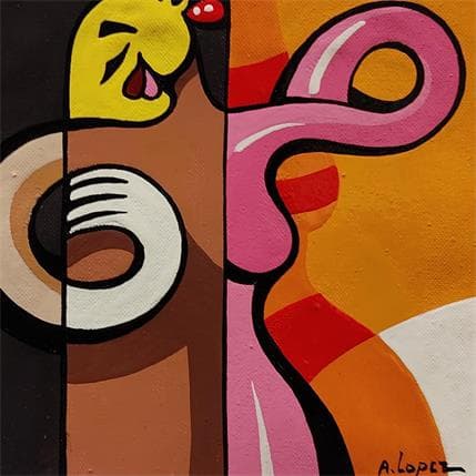 Painting LA PENDERIE by Lopez Alfredo | Painting Figurative Acrylic Life style