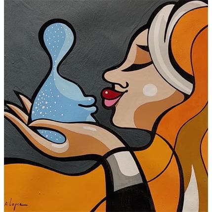 Painting LE GENTIL GLUON by Lopez Alfredo | Painting Figurative Acrylic Life style