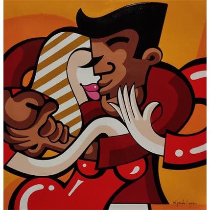Peinture LE COUPLE EST UN TANGO par Lopez Alfredo | Tableau Figuratif Acrylique Scènes de vie