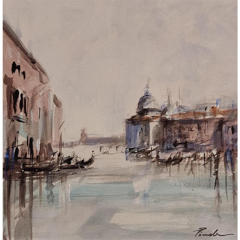 Painting Grand Canal II by Poumelin Richard | Painting Figurative Urban Oil
