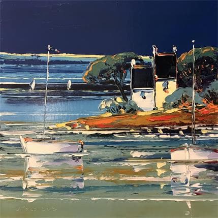 Peinture Au calme du soir par Corbière Liisa | Tableau Figuratif Huile Paysages