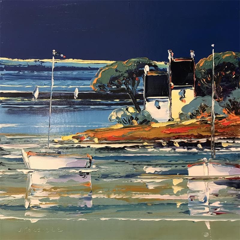 Peinture Au calme du soir par Corbière Liisa | Tableau Figuratif Paysages Huile