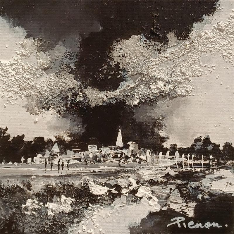 Gemälde BLACK TOWN 2-1 von Pienon Cyril | Gemälde Figurativ Landschaften Acryl