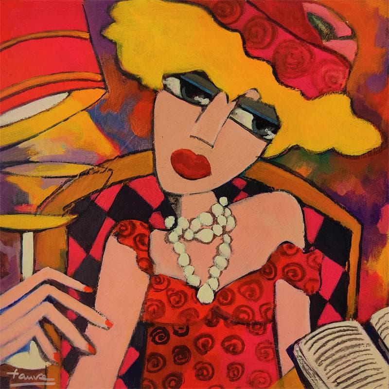 Peinture Lecture par Fauve | Tableau Figuratif Scènes de vie Acrylique