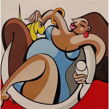 Painting Retour de ballade by Lopez Alfredo | Painting Figurative Acrylic Life style