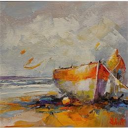 Painting 14 l'attente by Hébert Franck | Painting Figurative Oil Marine