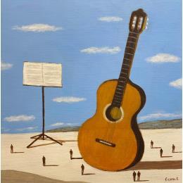 Peinture Guitare classique  par Lionnet Pascal | Tableau Surréalisme Acrylique Paysages