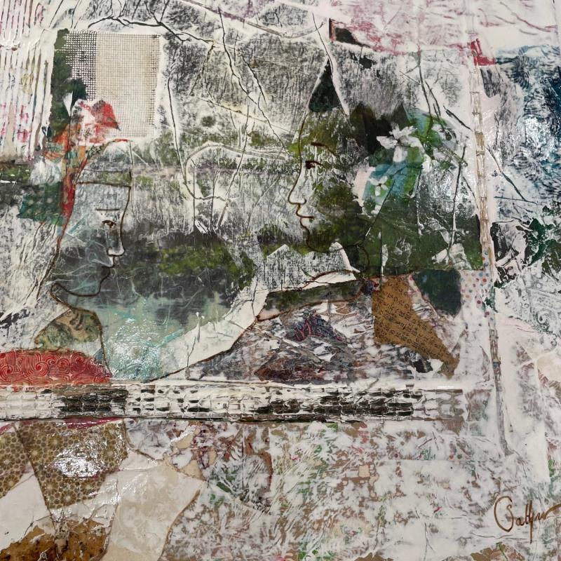 Painting Tiaré blues by Sablyne | Painting Raw art Portrait Acrylic