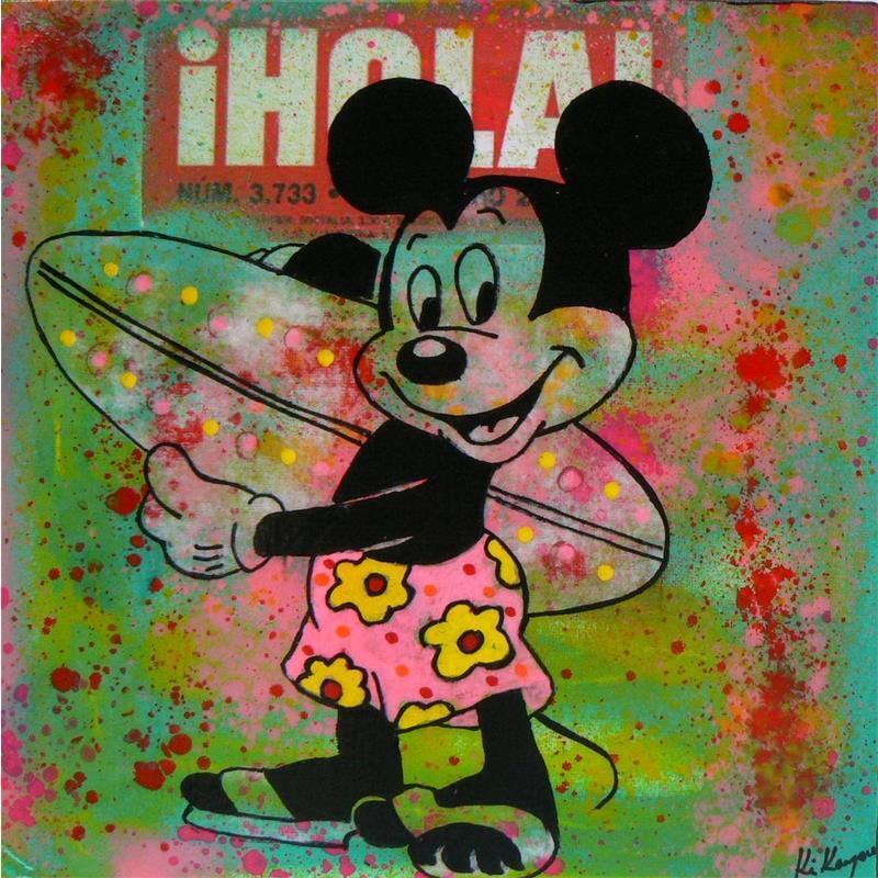 Peinture Mickey surf par Kikayou | Tableau Graffiti