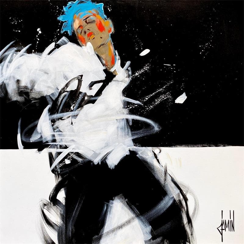 Peinture Black and White par Jamin David | Tableau Art Singulier Portraits Huile