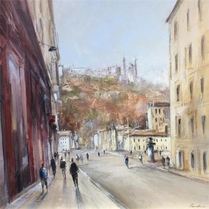 Painting Vue sur Fourvière by Poumelin Richard | Painting Figurative Oil Urban