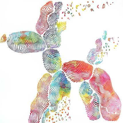 Painting The dog balloon love explosion by Schroeder Virginie | Painting Acrylic