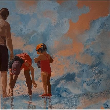 Peinture Trésors de plage par Sand | Tableau Figuratif Acrylique Scènes de vie