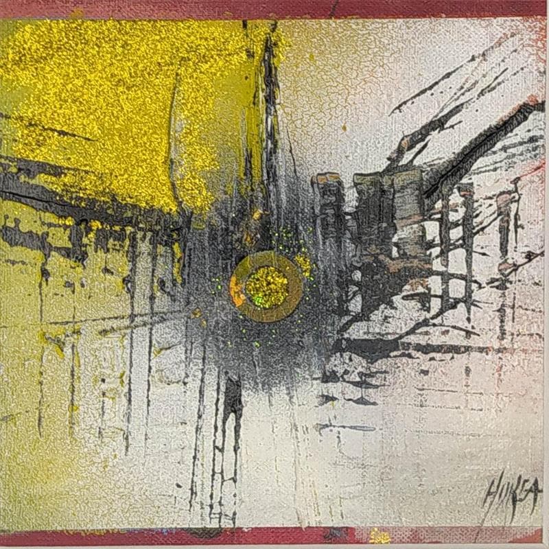 Painting Shiny n°5 - Cathédrale de Strasbourg by Horea | Painting Raw art Urban Minimalist Oil