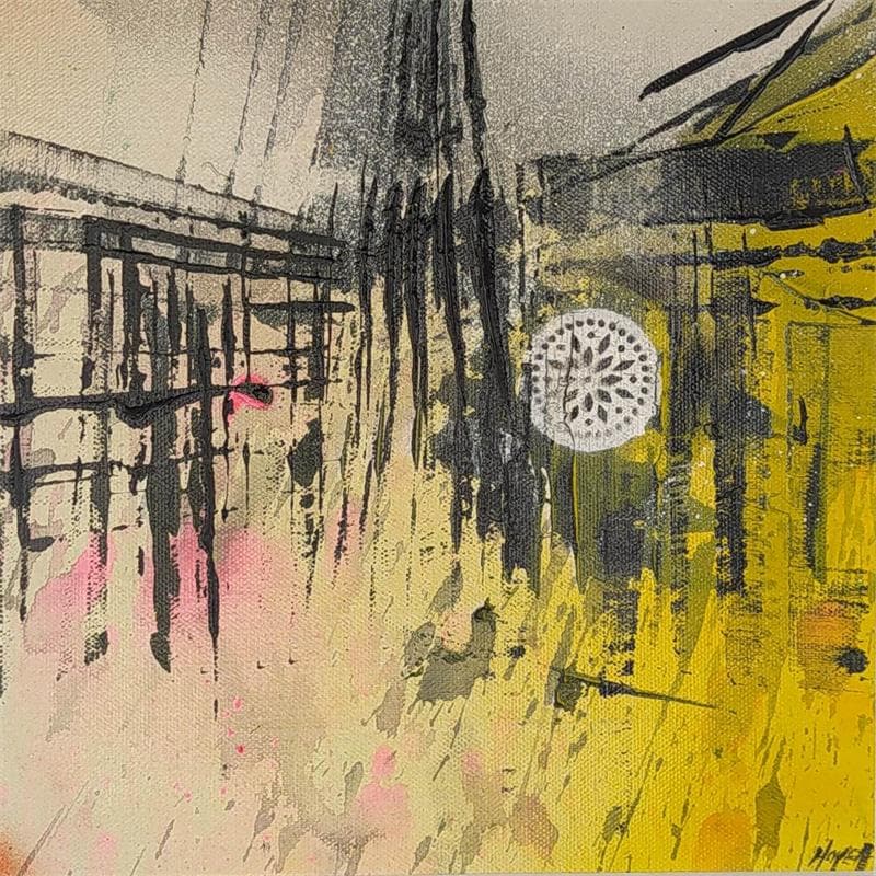 Peinture Vibrations - Cathédrale de Strasbourg par Horea | Tableau Art Singulier Urbain Minimaliste Huile