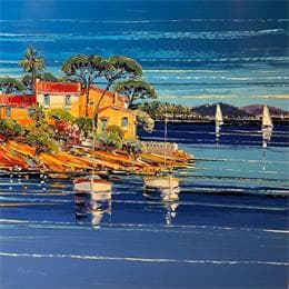 Painting Crique à Cap d'Antibes by Corbière Liisa | Painting Figurative Oil Landscapes, Marine