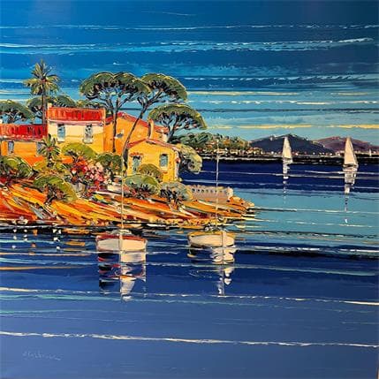 Painting Crique à Cap d'Antibes by Corbière Liisa | Painting Figurative Oil Landscapes, Marine