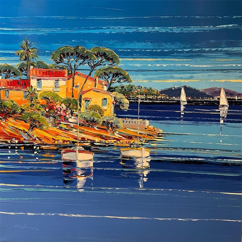 Painting Crique à Cap d'Antibes by Corbière Liisa | Painting Figurative Landscapes Marine Oil