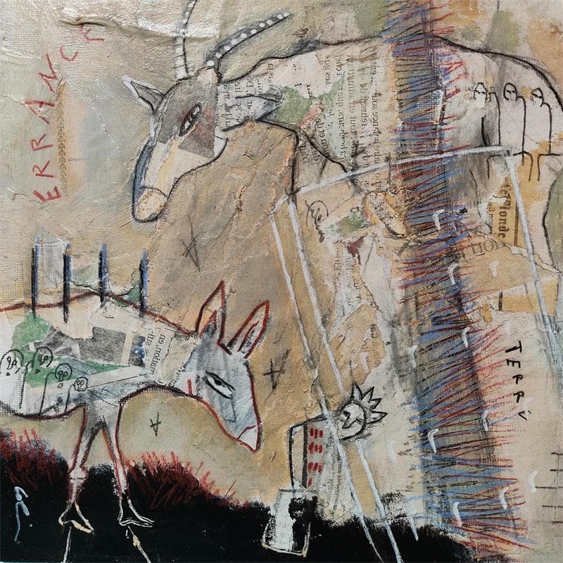 Gemälde Errance 1 von Colin Sylvie | Gemälde Art brut Tiere Acryl