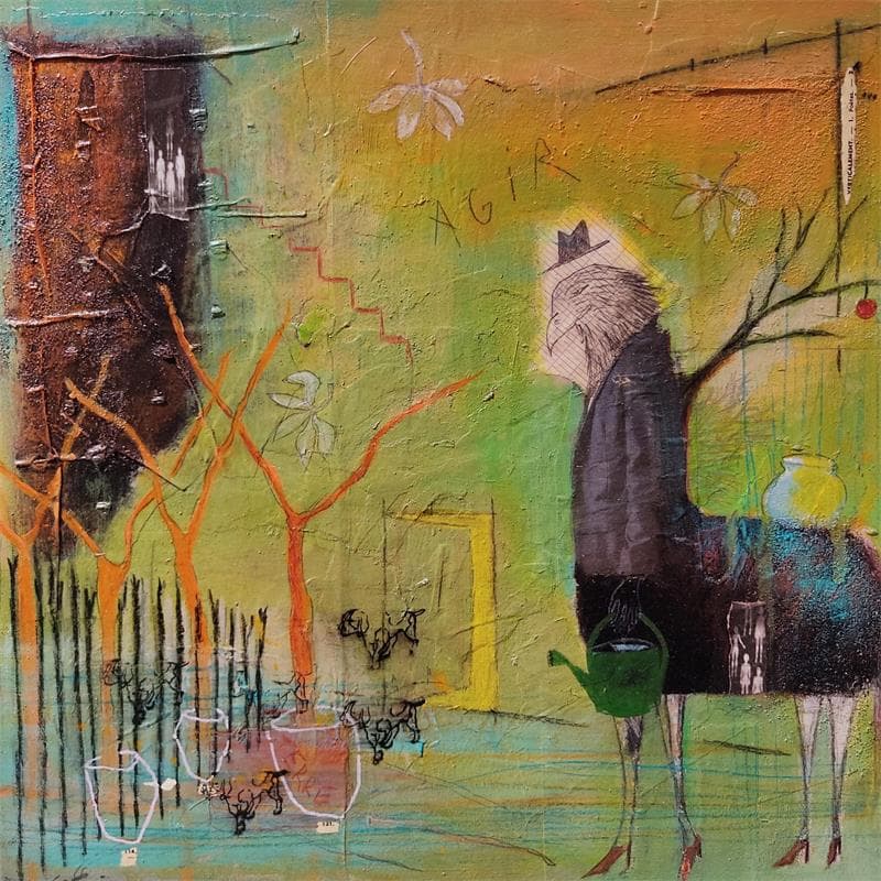 Gemälde Agir von Colin Sylvie | Gemälde Art brut Tiere Acryl