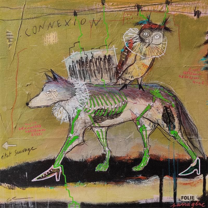 Pintura Folie passagère por Colin Sylvie | Pintura Arte bruto Animales Acrílico
