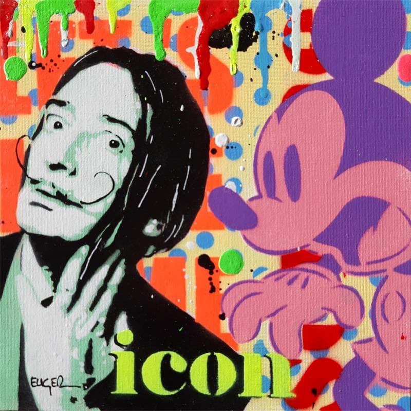 Painting Iconic Dali by Euger Philippe | Painting Pop-art Pop icons Graffiti Acrylic