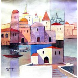 Painting AN 13 Le canal by Burgi Roger | Painting Raw art Marine, Urban