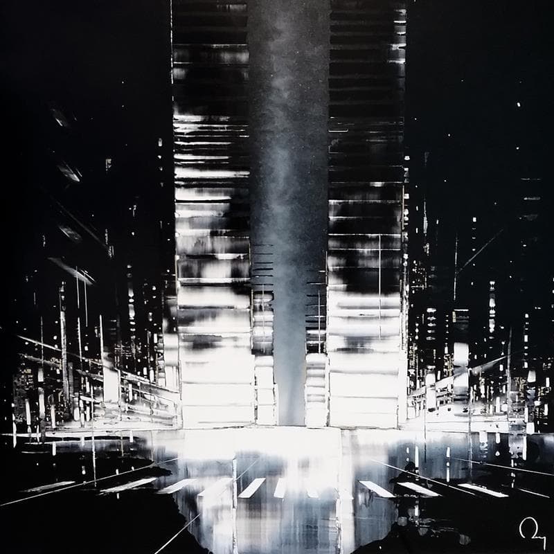 Peinture Vol de nuit par Rey Julien | Tableau Figuratif Urbain Acrylique