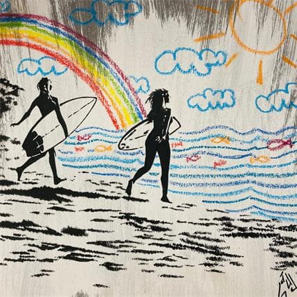 Painting Dive into the waves by Di Vicino Gaudio Alessandro | Painting Acrylic Pop icons